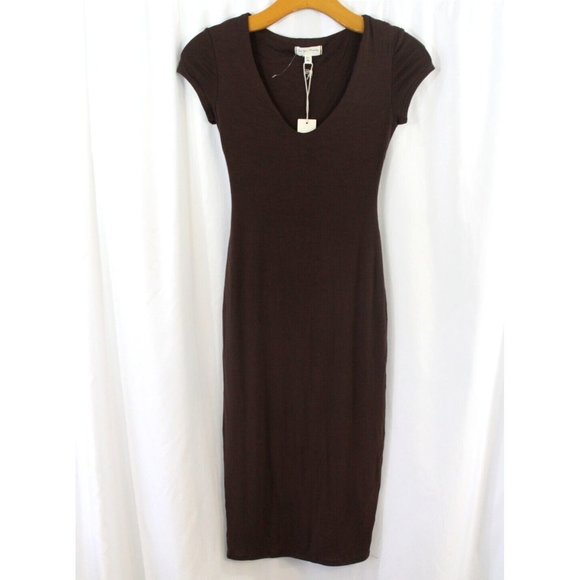 See You Monday Dresses & Skirts - NWT See You Monday Womens Juniors Brown Short Sleeve Stretch Dress XS
